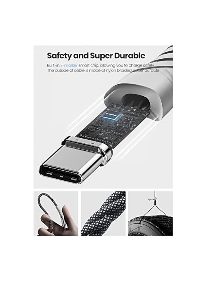 فاسجير كابل USB C إلى USB C بقوة 100 واط - حزمة واحدة بطول 6 أقدام USB 2.0 من النوع C إلى كابل PD من النوع C 5A زاوية يمين للشحن السريع متوافقة مع Google Chromebook Pixel وMac-Book Pro2021/2020 وDell XPS 13/15 - Image 3