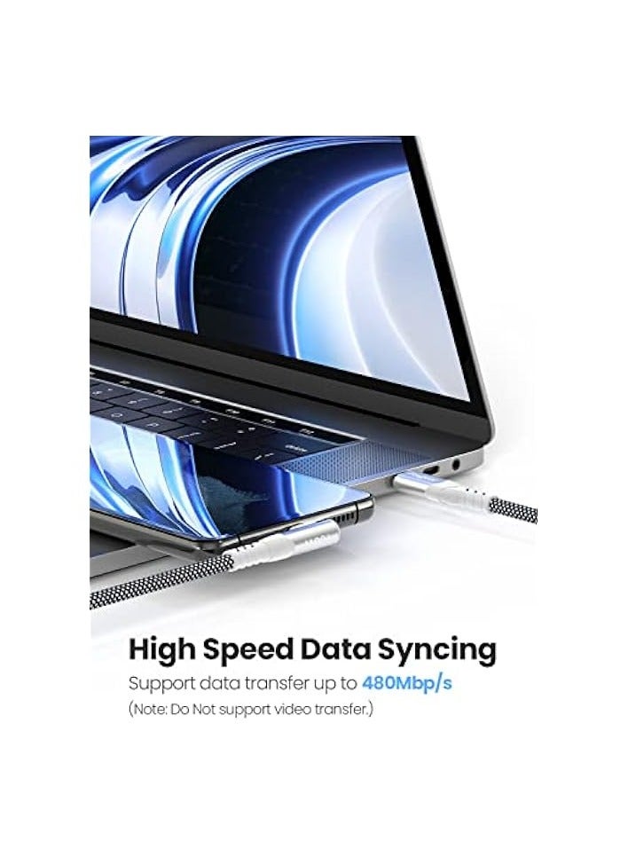 فاسجير كابل USB C إلى USB C بقوة 100 واط - حزمة واحدة بطول 6 أقدام USB 2.0 من النوع C إلى كابل PD من النوع C 5A زاوية يمين للشحن السريع متوافقة مع Google Chromebook Pixel وMac-Book Pro2021/2020 وDell XPS 13/15 - Image 4