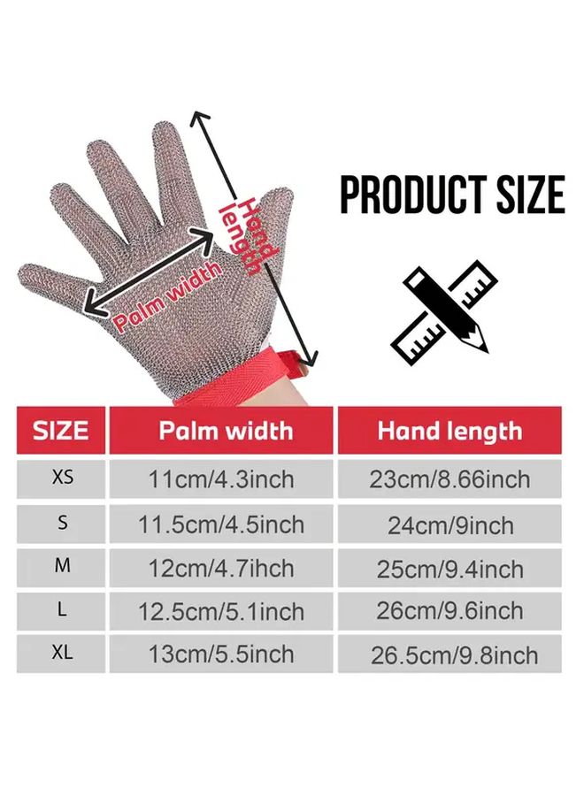Size L Heavy Duty Cut Resistant Stainless Steel Gloves for Butchering Kitchen Oyster Shucking Fish Filleting - Image 4