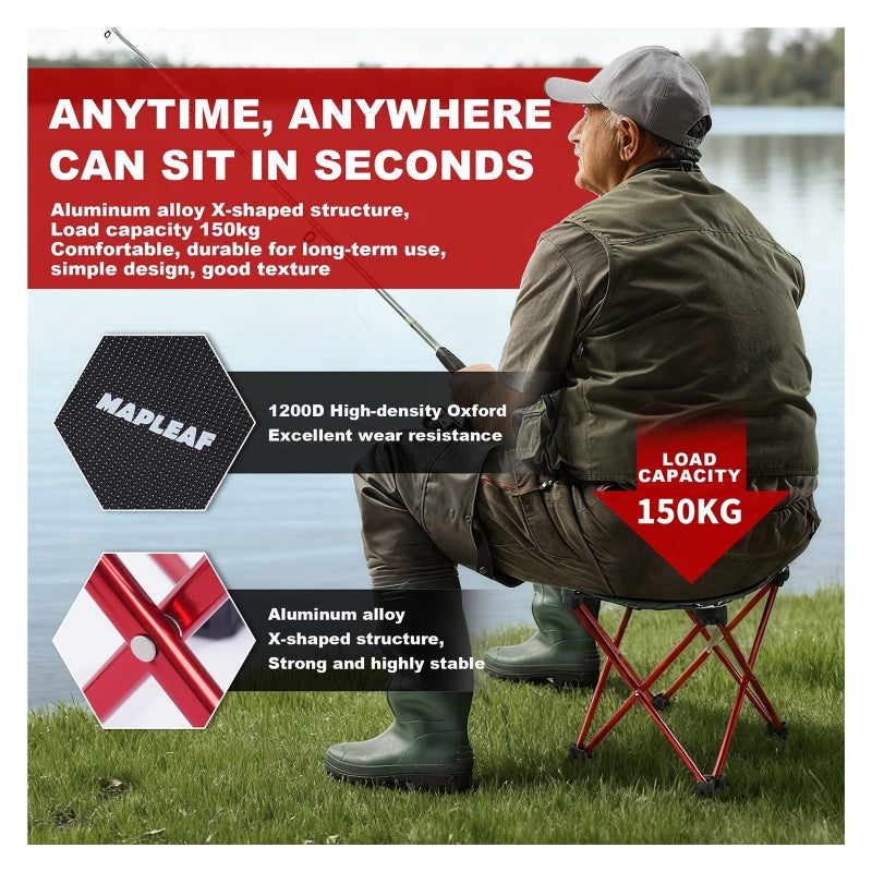 Red L Ultralight Portable Foot Stool Folding Seat for Camping Outdoor - Image 5