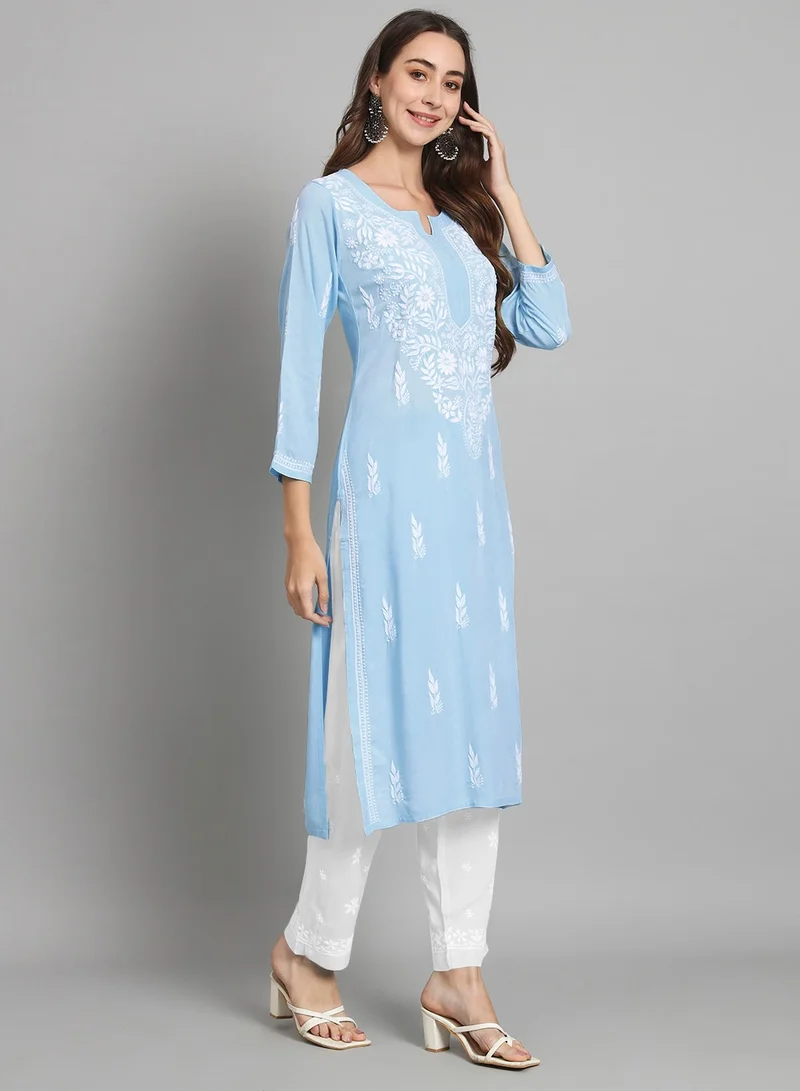 Alaya Women Hand Embroidered Chikankari Rayon Kurta-AL3451