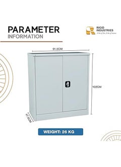 RIGID Steel Curved Low Height Office Cupboard Grey 102x91.5x47.5cm  - Image 2