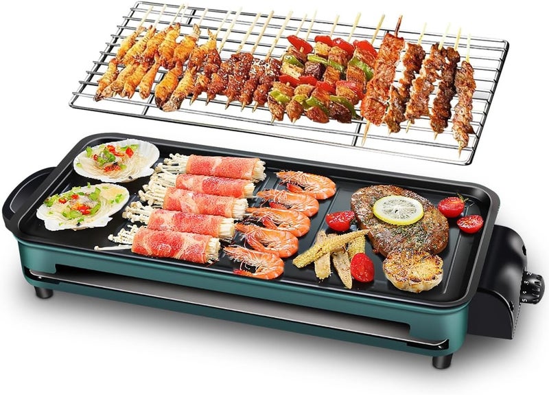 Electric Griddle, 1500W Smokeless Raclette Machine Korean Grill with Nonstick Coating Plate Levels Temperature Control Extra Large Cooking Surface, Immersible Flat Top Grill for Burger Egg Pancake BBQ - Image 1