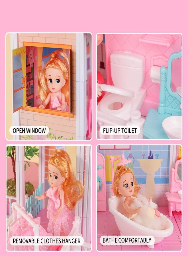 JUKUDAHU Girl House Toys for Girls 4-8, 2 Storey 4 Rooms Indoor Playset with Doll, Furniture and Accessories, Pretend Toddler Toy, Birthday Gifts for Girl Age 3-5 4-6 6-12 - Image 2