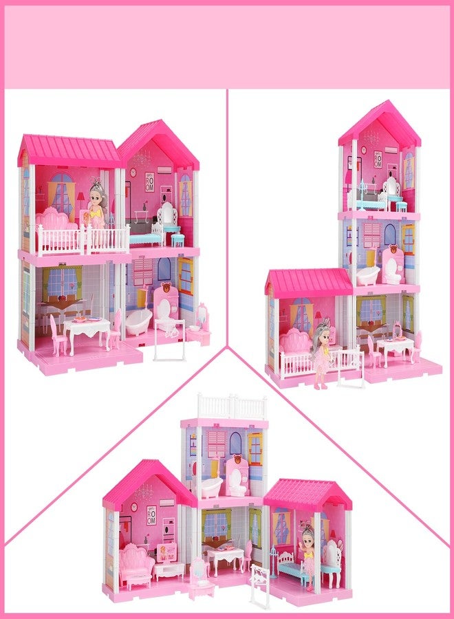 JUKUDAHU Girl House Toys for Girls 4-8, 2 Storey 4 Rooms Indoor Playset with Doll, Furniture and Accessories, Pretend Toddler Toy, Birthday Gifts for Girl Age 3-5 4-6 6-12 - Image 3