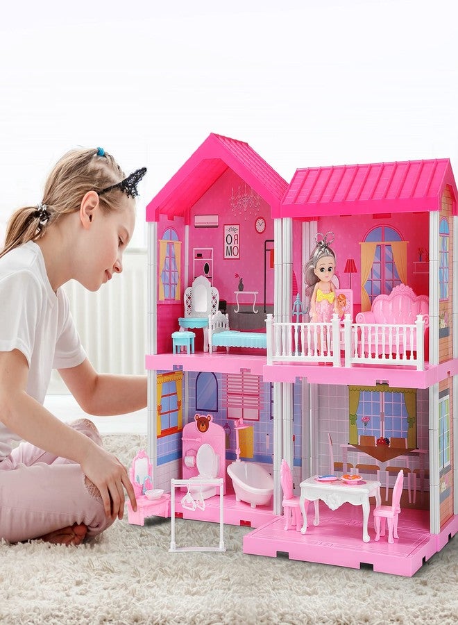 JUKUDAHU Girl House Toys for Girls 4-8, 2 Storey 4 Rooms Indoor Playset with Doll, Furniture and Accessories, Pretend Toddler Toy, Birthday Gifts for Girl Age 3-5 4-6 6-12 - Image 4
