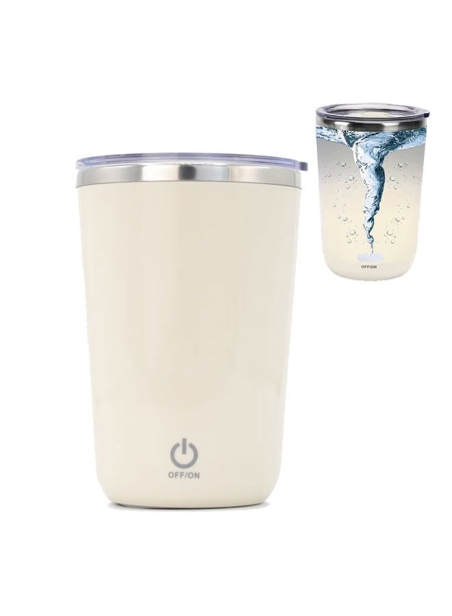 DaaSiGwaa Rechargeable Self Stirring Mug - Magnetic Electric Auto Mixing Stainless Steel Cup for Office/Kitchen/Travel/Home Coffee/Tea/Hot Chocolate/Milk-410 ml/13.9 oz(Beige) - Image 1