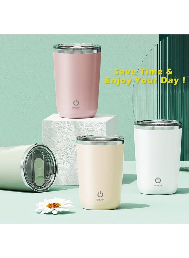 DaaSiGwaa Rechargeable Self Stirring Mug - Magnetic Electric Auto Mixing Stainless Steel Cup for Office/Kitchen/Travel/Home Coffee/Tea/Hot Chocolate/Milk-410 ml/13.9 oz(Beige) - Image 2