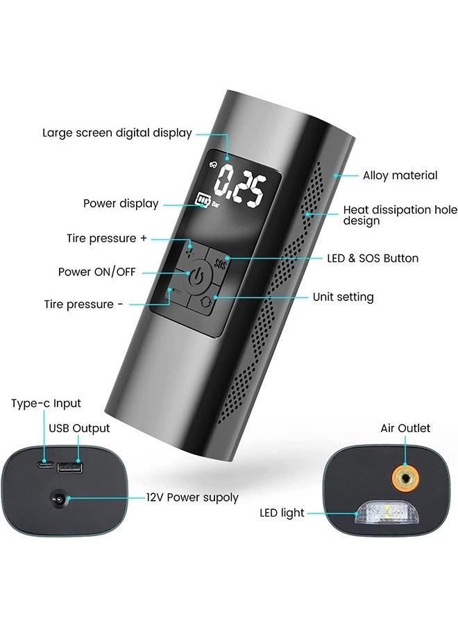 Generic - Cordless Tire Inflator, 150PSI Portable Air Compressor, 6000mAh Battery, Rechargeable Bike Air Pump with Digital Pressure Gauge, Auto Offm, Electric Wireless Pump for Car, Bike, Ball, Motorcyle - Image 1