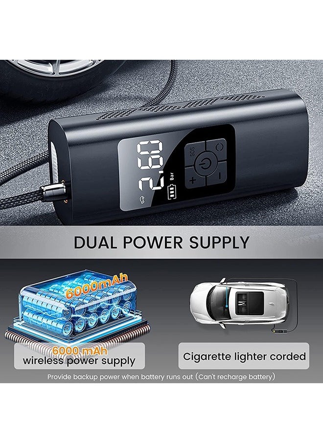 Generic - Cordless Tire Inflator, 150PSI Portable Air Compressor, 6000mAh Battery, Rechargeable Bike Air Pump with Digital Pressure Gauge, Auto Offm, Electric Wireless Pump for Car, Bike, Ball, Motorcyle - Image 1