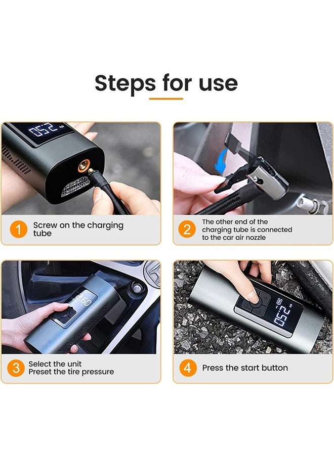 Generic - Cordless Tire Inflator, 150PSI Portable Air Compressor, 6000mAh Battery, Rechargeable Bike Air Pump with Digital Pressure Gauge, Auto Offm, Electric Wireless Pump for Car, Bike, Ball, Motorcyle - Image 1