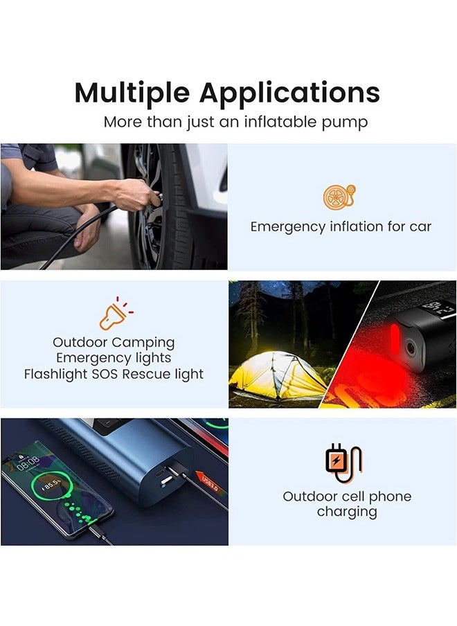 Generic - Cordless Tire Inflator, 150PSI Portable Air Compressor, 6000mAh Battery, Rechargeable Bike Air Pump with Digital Pressure Gauge, Auto Offm, Electric Wireless Pump for Car, Bike, Ball, Motorcyle - Image 1