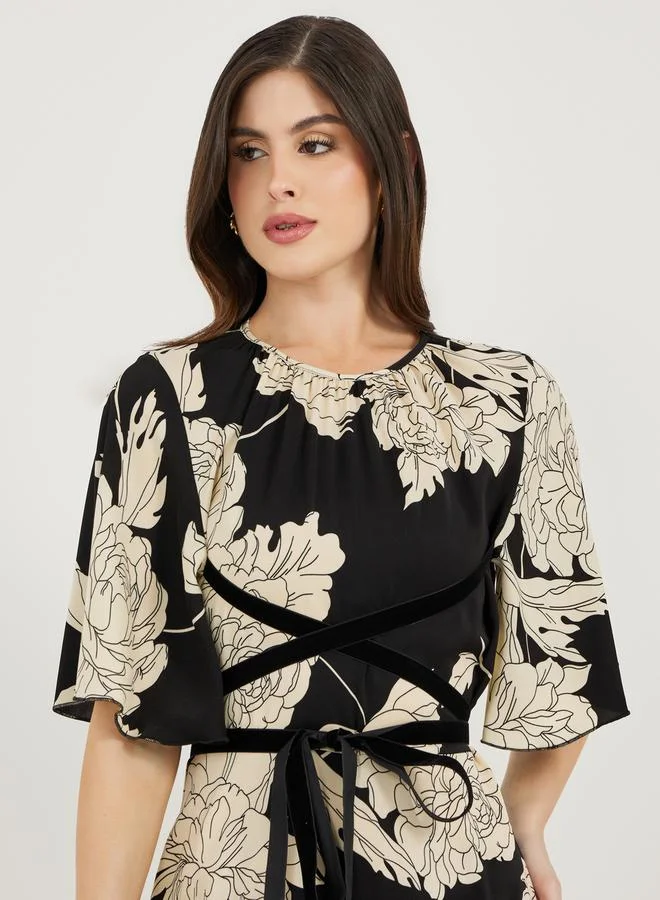 Styli Floral High-Low Dress