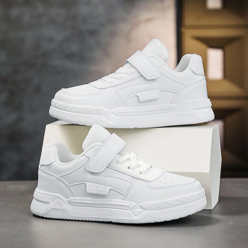 Children'S Shoes Leather Non-Slip Casual White Shoes For Middle And Large Children Students Campus All-Match Board Shoes - Image 4