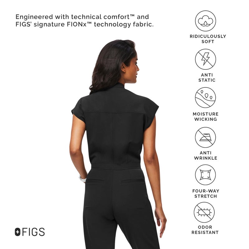FIGS Women's Rafaela Cargo Jogger Scrubjumpsuit - Black L - Image 3