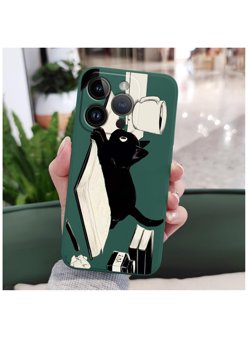 for iPhone 16 Pro Max Case Anti Scratch Microfiber Lining Phone Cover Silicone Ultra Slim Case for iPhone 16 Pro Max 6.9 inch-Cat Green - Image 4