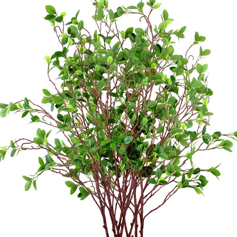 AUSTOR 9 Pack 45 Artificial Ficus Stems  Faux Green Ficus Branches Leaf Stem Fake Green Bushes Shrubs for Vase Filler Home Wedding Office Decor