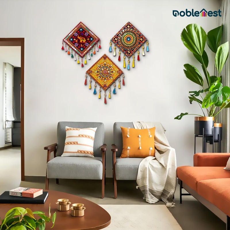 Noblenest Gujrati Wooden Wall Art Hanging for Living Traditional Rangoli Design Room Decoration Item for Home Modern Decor Items Wall Hanging for Office and Bedroom NGAC082437 - Image 2