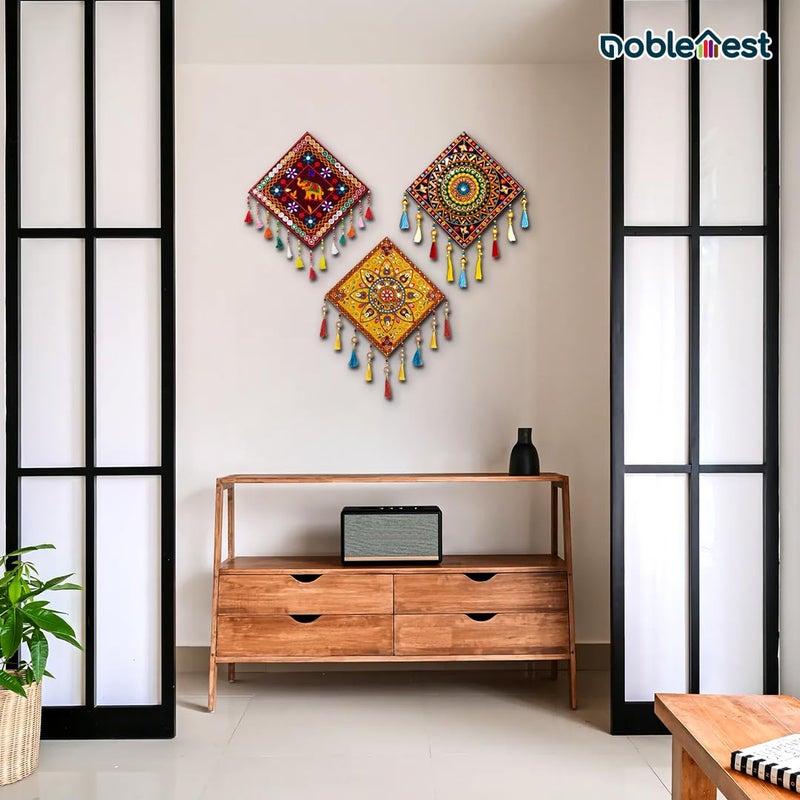 Noblenest Gujrati Wooden Wall Art Hanging for Living Traditional Rangoli Design Room Decoration Item for Home Modern Decor Items Wall Hanging for Office and Bedroom NGAC082437 - Image 5