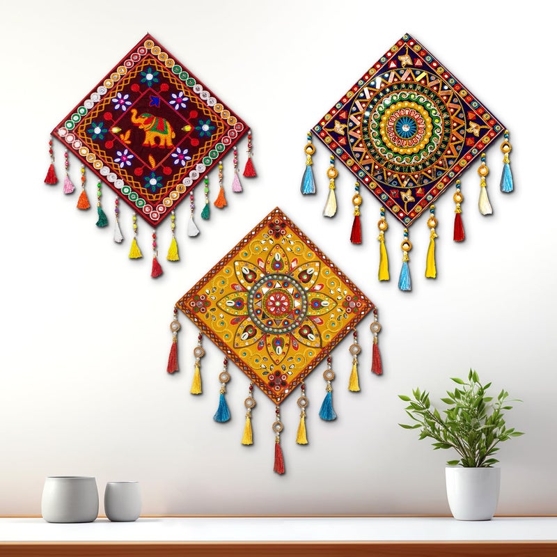 Noblenest Gujrati Wooden Wall Art Hanging for Living Traditional Rangoli Design Room Decoration Item for Home Modern Decor Items Wall Hanging for Office and Bedroom NGAC082437 - Image 1