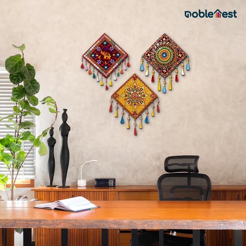 Noblenest Gujrati Wooden Wall Art Hanging for Living Traditional Rangoli Design Room Decoration Item for Home Modern Decor Items Wall Hanging for Office and Bedroom NGAC082437 - Image 4