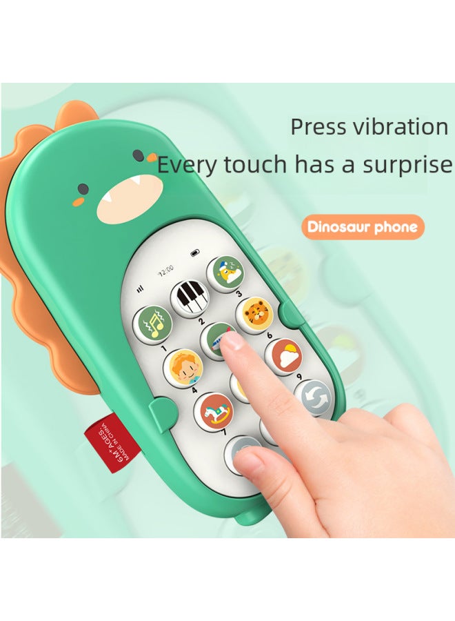 Baby Mobile Phone Toy Children's Baby Educational Early Education Story Simulation Phone Dinosaur Vibration Mobile Phone-Color:Chinese Powder/dinosaur Story Mobile Phone  - Image 5