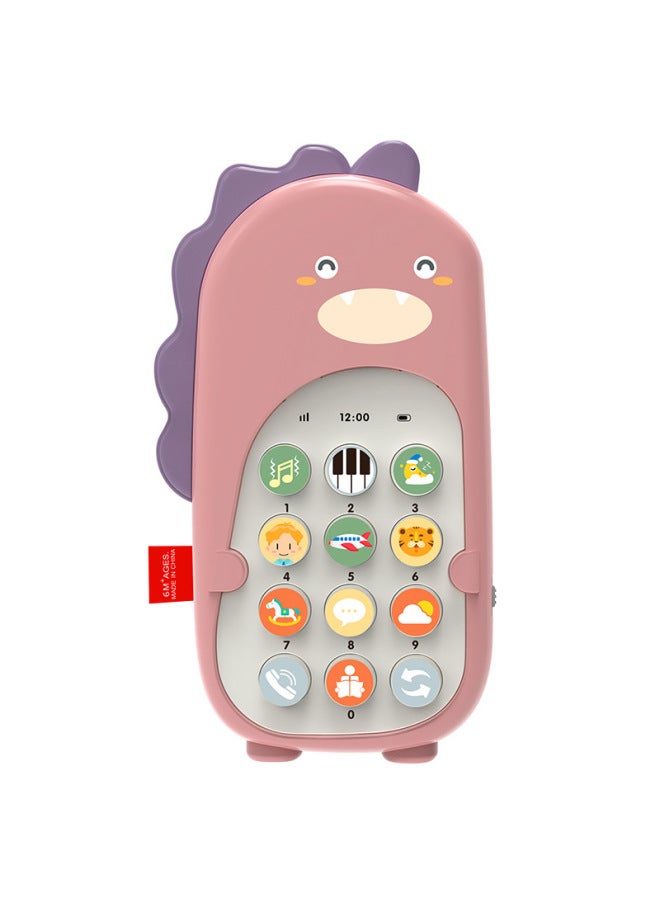 Baby Mobile Phone Toy Children's Baby Educational Early Education Story Simulation Phone Dinosaur Vibration Mobile Phone-Color:Chinese Powder/dinosaur Story Mobile Phone  - Image 1