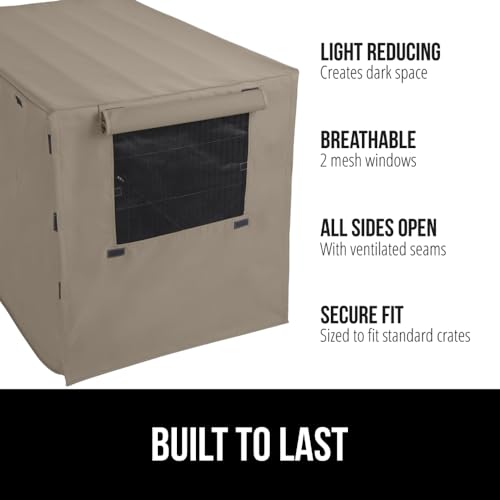 GORILLA GRIP Dog Crate Covers Compatible with Amazon Basics Dog Crates All Sides Open Privacy Cover Fits 24 Wire Kennel Breathable Mesh Windows Light Reducing Puppy Training Cage Topper Taupe - Image 3