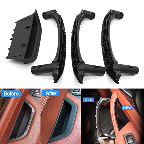 Goodithy مجموعة غطاء ذراع الباب الأمامي الأيسر 4 قطع من Goodithy - مقبض داخلي أسود لسيارة BMW X3 X4 F25 F26 2011 2012 2013 2014 2015 2016 2017 - Image 4