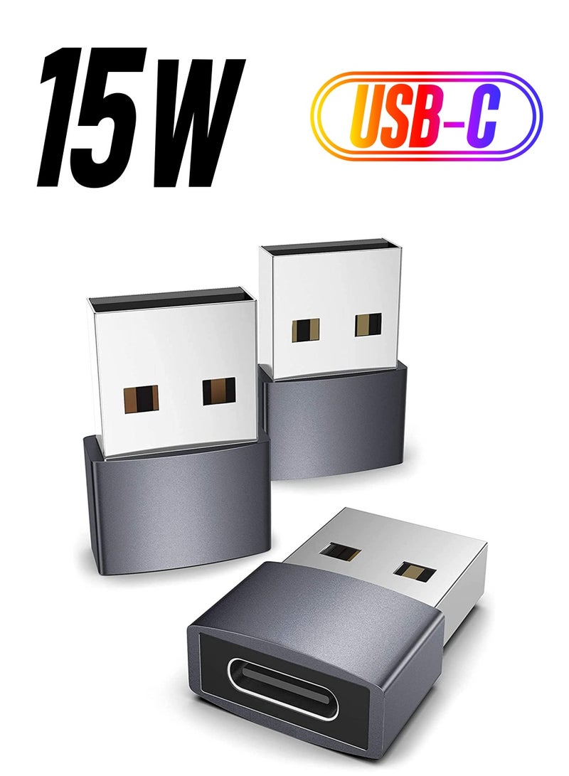 SYOSI USB C Female to USB Male Adapter Pack of 3 Aluminum Shell High Stability Type C Charger Cable Power Converter Compatible for iPhone 14 Plus Pro Watch Series 8 CarPlay - Image 1