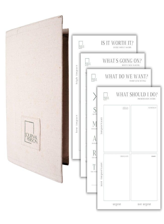 Journal Person Fast Focus Kit | Planners & Decision-Making Frameworks | 4 Tearable Notepads with Fabric Sleeve | Prioritize, Plan & Act Fast | For leaders - Image 1