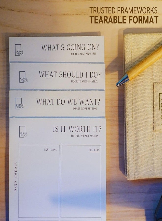 Journal Person Fast Focus Kit | Planners & Decision-Making Frameworks | 4 Tearable Notepads with Fabric Sleeve | Prioritize, Plan & Act Fast | For leaders - Image 4