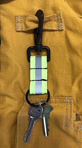 LINE2design Reflective Firefighter Turnout Key Ring - Fire Rescue Key Holder Strap with Heavy Duty Swivel Snap Hook - Green Reflective Design | Perfect Firefighter Gift - Image 2
