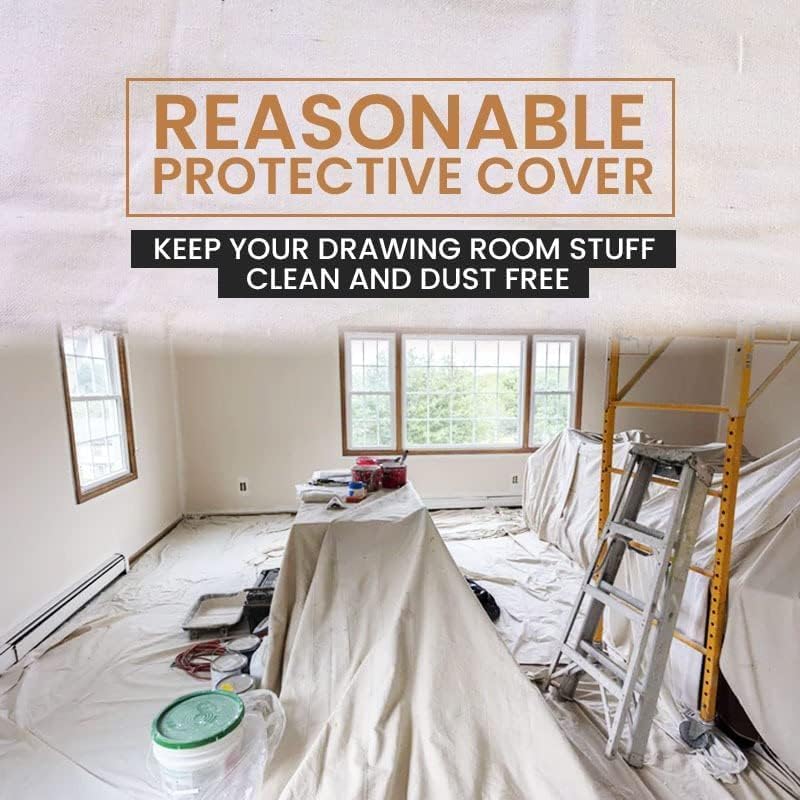 ZUPERIA Canvas Drop Cloth (Size 4 x 10 Feet - Pack of 2) - Pure Cotton Painters Drop Cloth for Painting, Furniture & Floor Protection - All Purpose Thick Canvas tarp with Double Stitched Edges - Image 5
