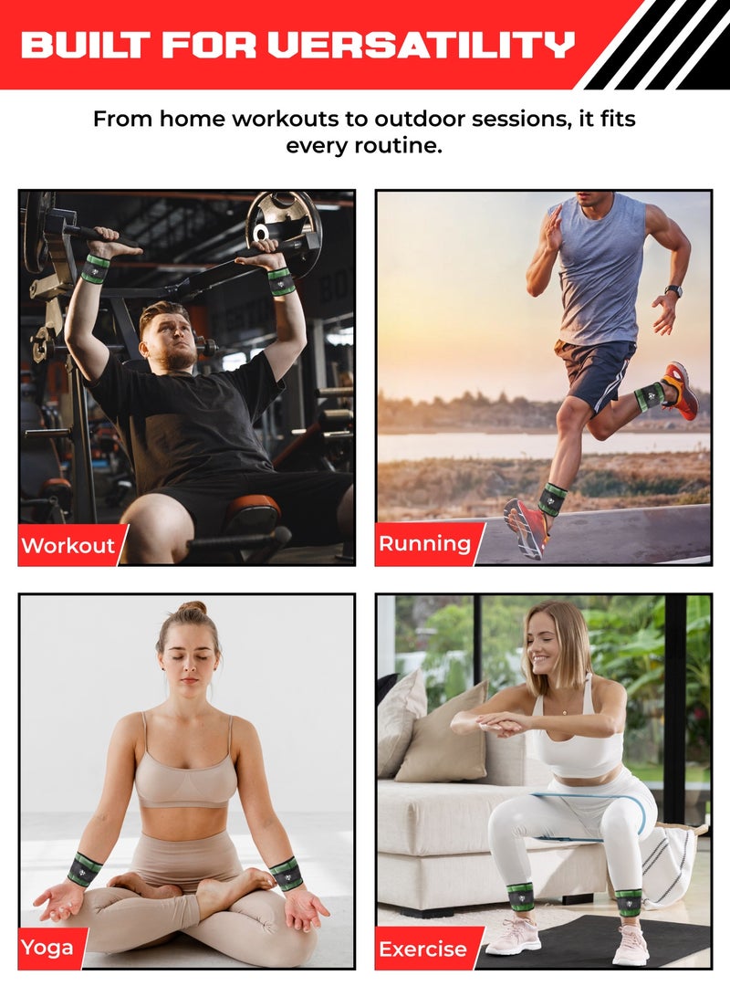 FIT TRIBE 2pcs Adjustable Ankle Weights 1-5 lbs Each, 2-10 lbs Pair Leg Weights, Perfect for Strength Training, Fitness, Core Workouts, Walking, and Jogging, Comfortable Secure Fit for Men & Women (Olive) - Image 5