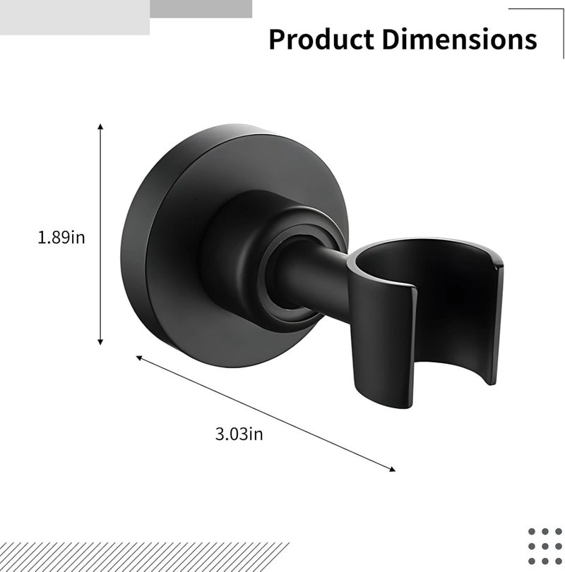 Adjustable Wall Mounted Shower Head Bracket, 304 Stainless Steel Holder, 360° Swivel, Matte Black Finish, Fits 1/2 Handheld Shower Heads - Image 5