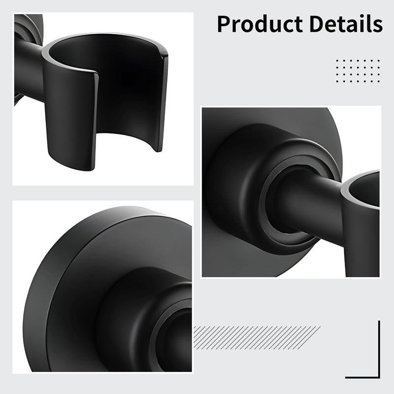 Adjustable Wall Mounted Shower Head Bracket, 304 Stainless Steel Holder, 360° Swivel, Matte Black Finish, Fits 1/2 Handheld Shower Heads - Image 4