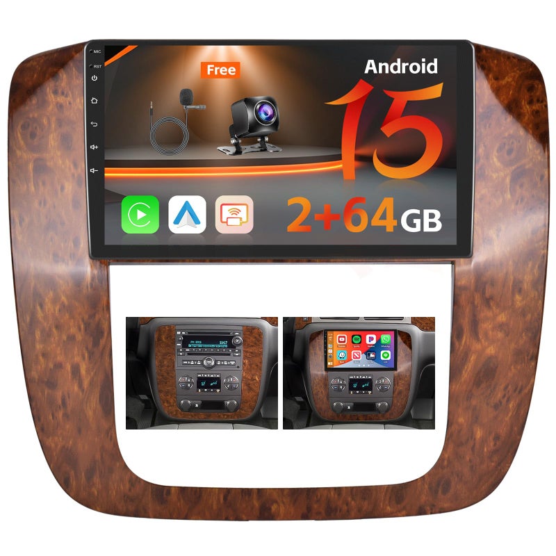 Roinvou 2G64G Car Radio for GMC Yukon Chevrolet Chevy Tahoe Suburban 20072012 with Wireless CarplayAndroid Auto 9 Inch Android Touch Screen Car Stereo Bluetooth GPS Navi WiFi 28UI DSP - Image 2