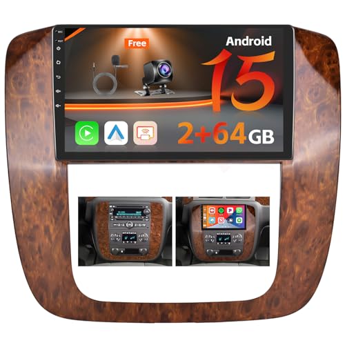 Roinvou 2G64G Car Radio for GMC Yukon Chevrolet Chevy Tahoe Suburban 20072012 with Wireless CarplayAndroid Auto 9 Inch Android Touch Screen Car Stereo Bluetooth GPS Navi WiFi 28UI DSP - Image 1