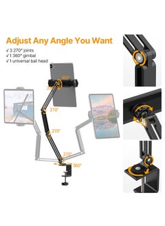 VIJIM Universal Desktop Stand for Mobile Phone/ Tablet Flexible C-Clamp Desk Mount Stand with Adjustable Tablet/Phone Holder Aluminum Alloy 1kg Load Capacity  - Image 4