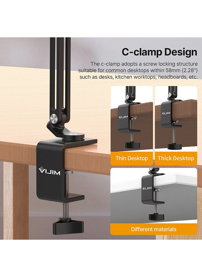 VIJIM - Universal Desktop Stand for Mobile Phone/ Tablet Flexible C-Clamp Desk Mount Stand with Adjustable Tablet/Phone Holder Aluminum Alloy 1kg Load Capacity - Image 1