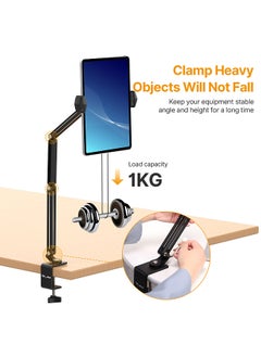 VIJIM Universal Desktop Stand for Mobile Phone/ Tablet Flexible C-Clamp Desk Mount Stand with Adjustable Tablet/Phone Holder Aluminum Alloy 1kg Load Capacity  - Image 3
