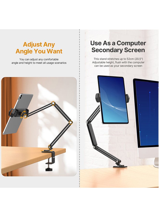 VIJIM - Universal Desktop Stand for Mobile Phone/ Tablet Flexible C-Clamp Desk Mount Stand with Adjustable Tablet/Phone Holder Aluminum Alloy 1kg Load Capacity - Image 1