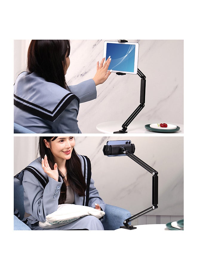 VIJIM - Universal Desktop Stand for Mobile Phone/ Tablet Flexible C-Clamp Desk Mount Stand with Adjustable Tablet/Phone Holder Aluminum Alloy 1kg Load Capacity - Image 1
