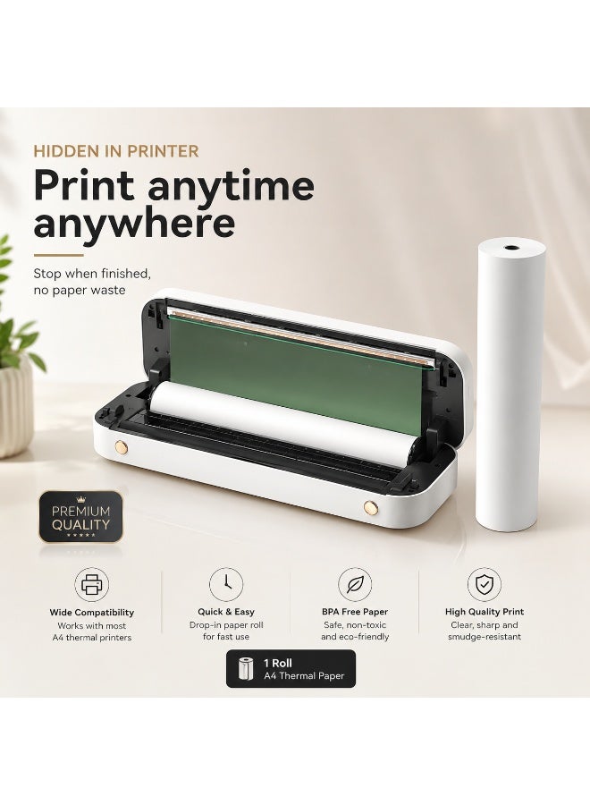 A4 Thermal Printer Paper Roll 210 × 30mm | Continuous Direct Thermal Paper | Smudge-Free Printing | Office, Business & Travel Use - Image 3