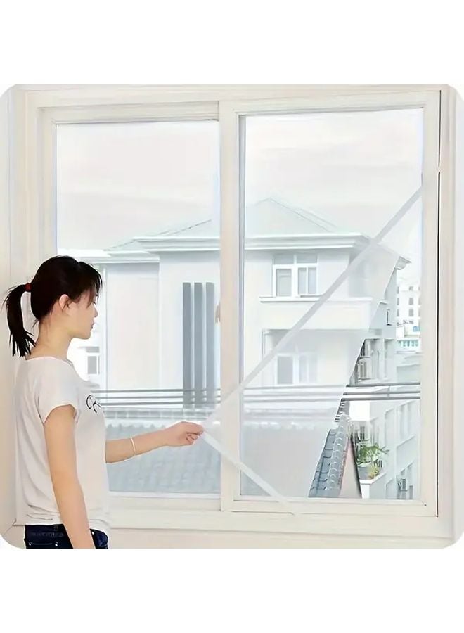 White Self Adhesive Mosquito Net Window Screen No Drill Installation Washable Reusable - Image 1