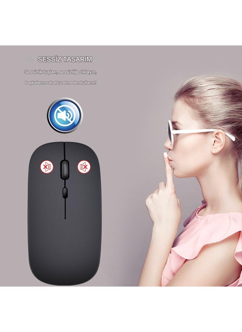 Qasul - Portable Silent Lighted Wireless Rechargeable Bluetooth Tablet Computer TV Compatible Mouse - Image 1