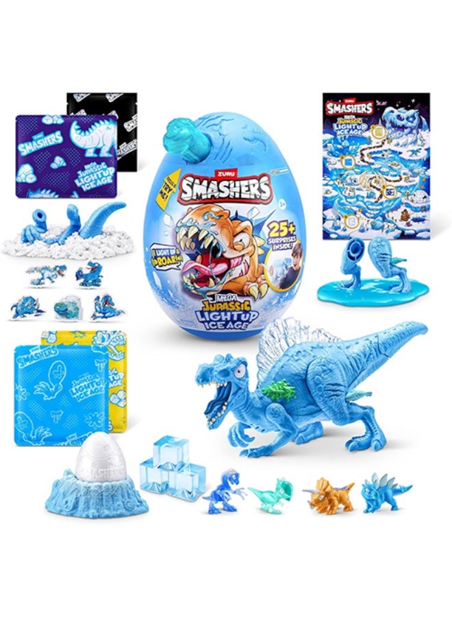سماشرز بيضة مفاجآت ZURU Smashers Dino Ice Age Mega Jurassic المضيئة - أكثر من 25 مفاجأة، تبني سبينوصور - Image 1