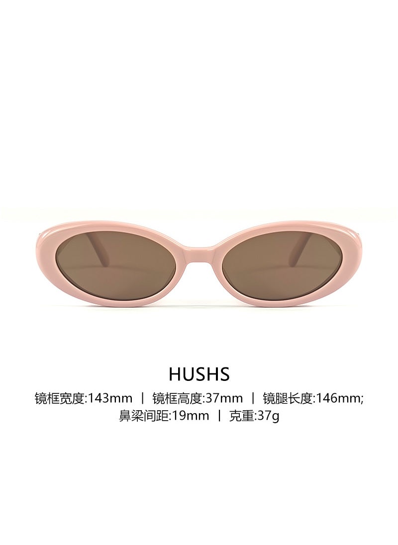 Generic - HUSHS Jennie Style 2024 UV400 Retro Sunglasses Powder frame/tea slice - Image 1