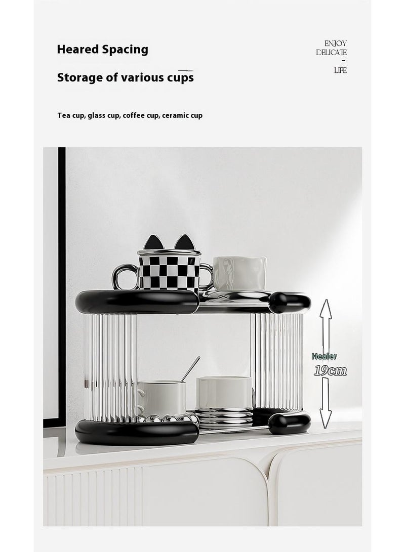 Bluejw Mug Holder Luxury Design Stackable Cup Storage Rack Transparent Cup Organizer Box Dustproof Water Bottle Organizer Kitchen Cabinet Storage Shelves for Tumblers Cups  - Image 5